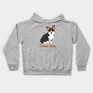 Cute Black Tricolor Pembroke Corgi Dog Mom Kids Hoodie